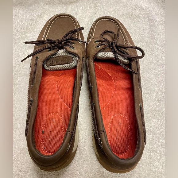 Womens Sperry Top Sider Brown And Tan Leather Boat Shoes Size 8.5M - Picture 2 of 5